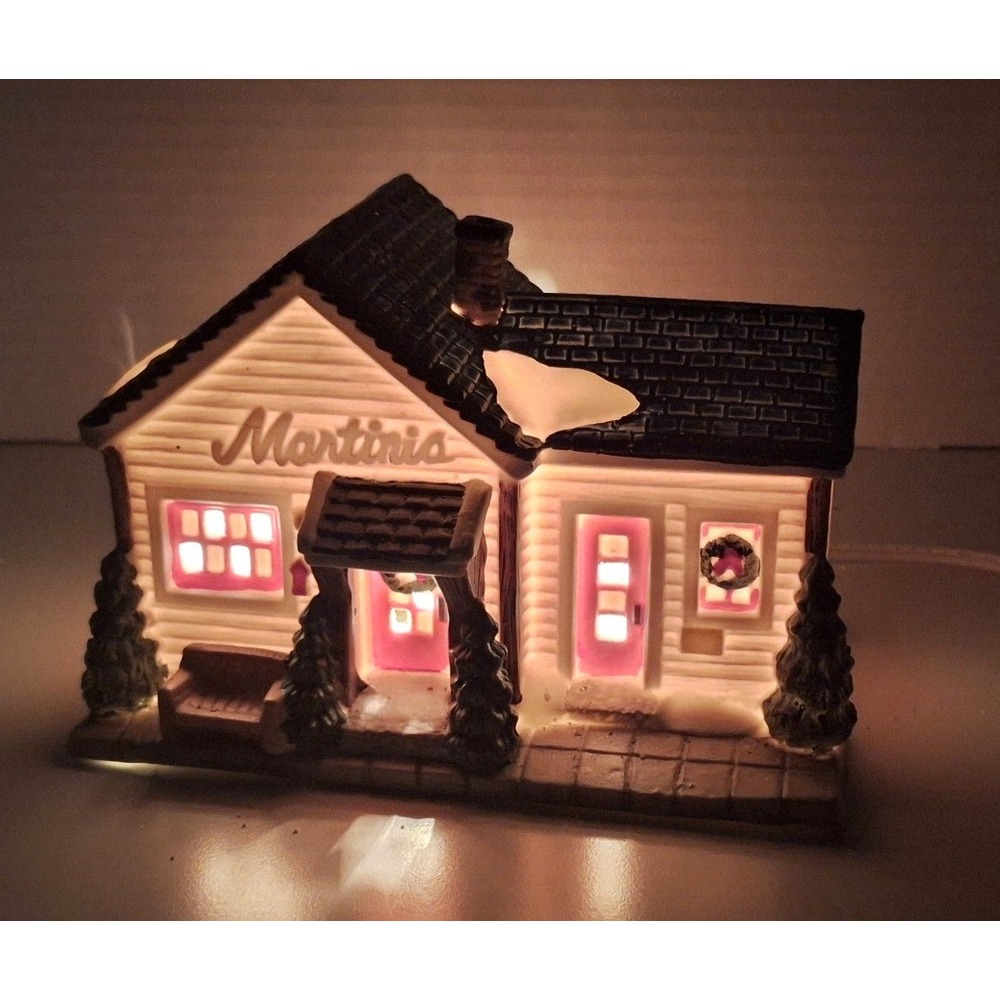 Martini's Bar of Bedford Falls It's A Wonderful Life Illuminated Village House - Picture 7 of 7